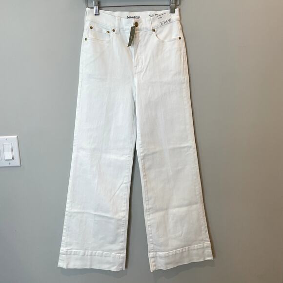 J.Crew 1996 Updated Denim Trouser Pant Wide Leg Dressy Date Trip CH679 White 24 - Picture 2 of 16